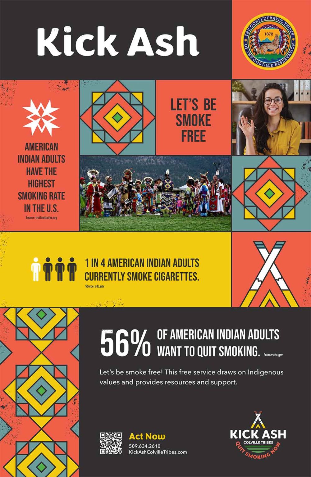 Kick Ash Colville Tribes Posters | Quit Smoking Cigarettes